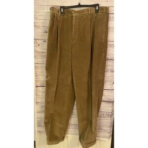 Joseph A. Bank Wide Wale Corduroy Pleated, Cuffed, Beige Men's 40x 32 - 38x30.5